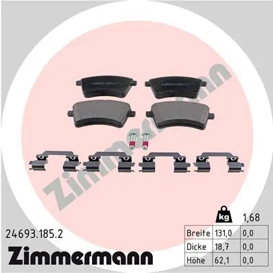 Kit de plaquettes de frein, frein à disque ZIMMERMANN 24693.185.2