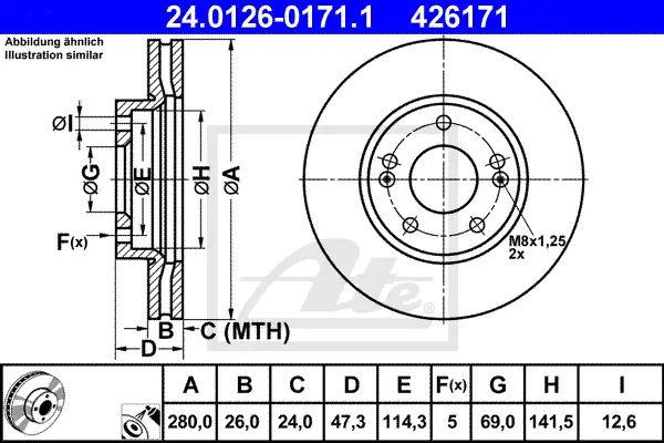 Disque de frein ATE-APAC 24.0126-0171.1