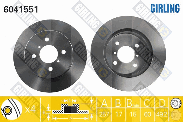 Disque de frein GIRLING 6041551