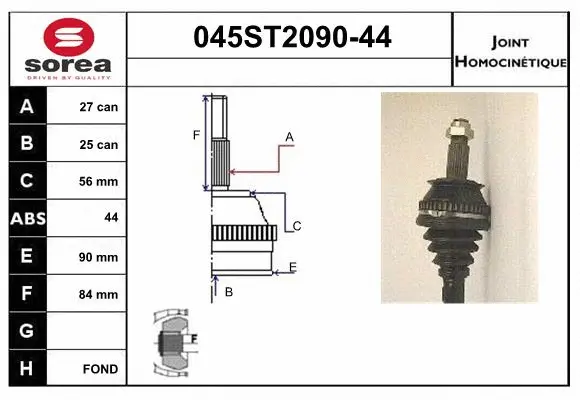 Jeu de joints, arbre de transmission STARTCAR 045ST2090-44