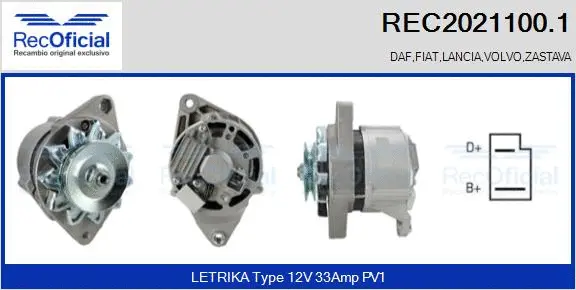 Alternateur RECOFICIAL REC2021100.1