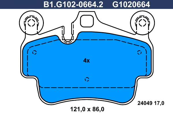 Kit de plaquettes de frein, frein à disque GALFER B1.G102-0664.2