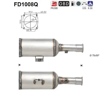 Filtre à particules / à suie, échappement AS FD1008Q