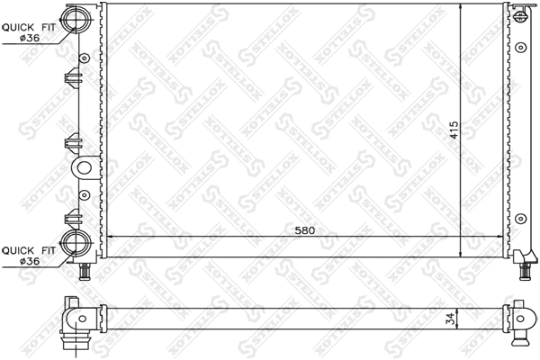 Radiateur, refroidissement du moteur STELLOX 10-25492-SX