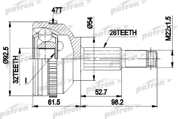 Jeu de joints, arbre de transmission PATRON PCV1438