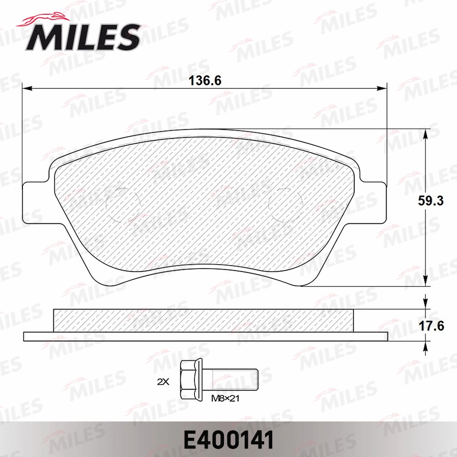 Kit de plaquettes de frein, frein à disque MILES E400141