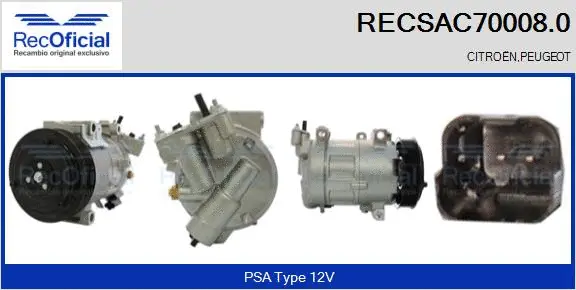 Compresseur, climatisation RECOFICIAL RECSAC70008.0