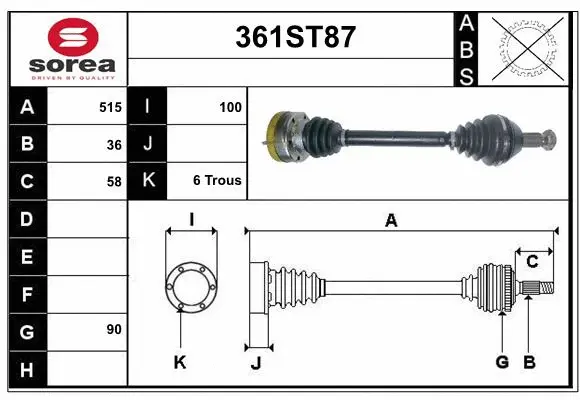 Arbre de transmission STARTCAR 361ST87