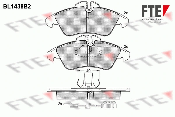 Kit de plaquettes de frein, frein à disque FTE 9010188