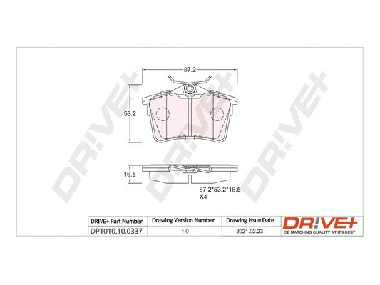 Kit de plaquettes de frein, frein à disque Dr!ve+ DP1010.10.0337