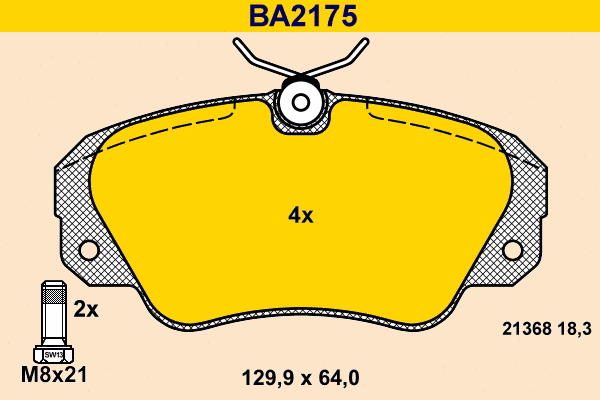 Kit de plaquettes de frein, frein à disque BARUM BA2175