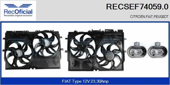 Moteur électrique, ventilateur pour radiateurs RECOFICIAL RECSEF74059.0