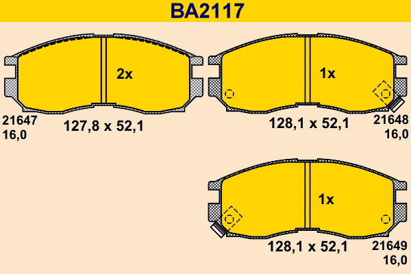 Kit de plaquettes de frein, frein à disque BARUM BA2117