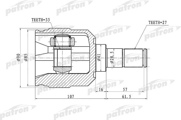 Jeu de joints, arbre de transmission PATRON PCV1355