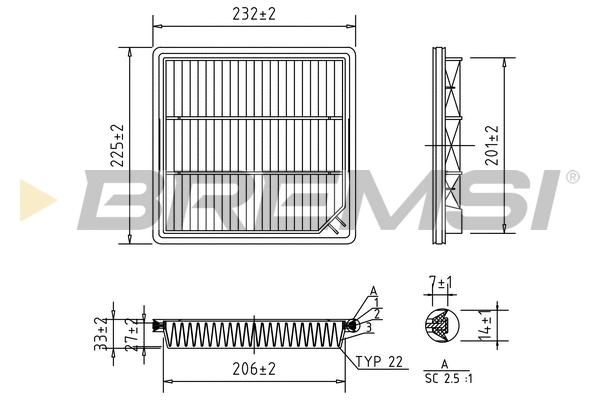 Filtre à air BREMSI FA0593