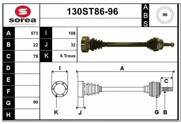 Arbre de transmission STARTCAR 130ST86-96