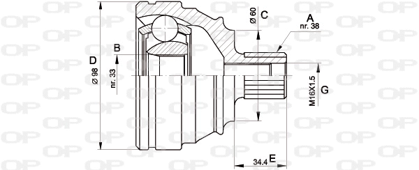 Jeu de joints, arbre de transmission OPEN PARTS CVJ5121.10