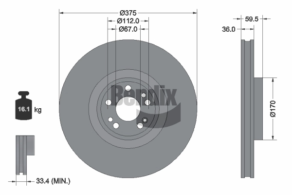Disque de frein BENDIX Braking BDS2338HC