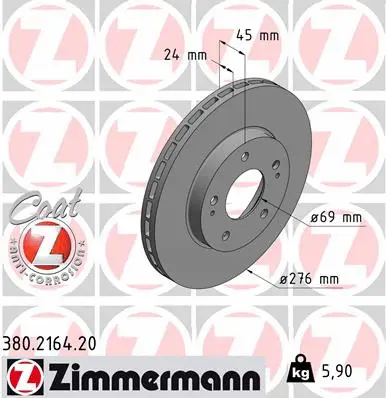 Disque de frein ZIMMERMANN 380.2164.20