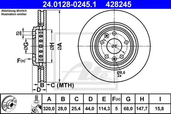 Disque de frein ATE-APAC 24.0128-0245.1