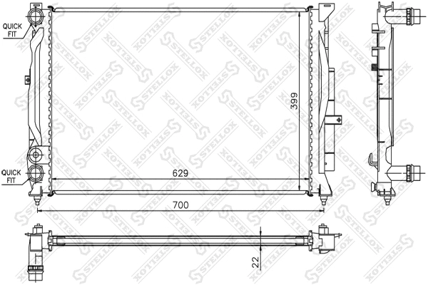 Radiateur, refroidissement du moteur STELLOX 10-25288-SX