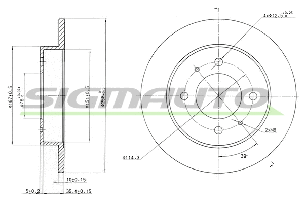 Disque de frein SIGMAUTO DBB176S