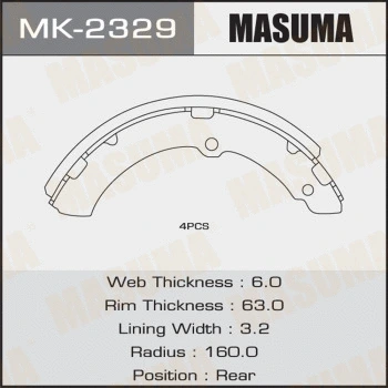 Jeu de mâchoires de frein MASUMA MK-2329