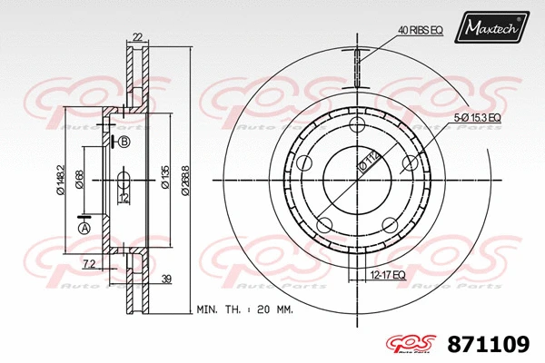 Disque de frein MAXTECH 871109