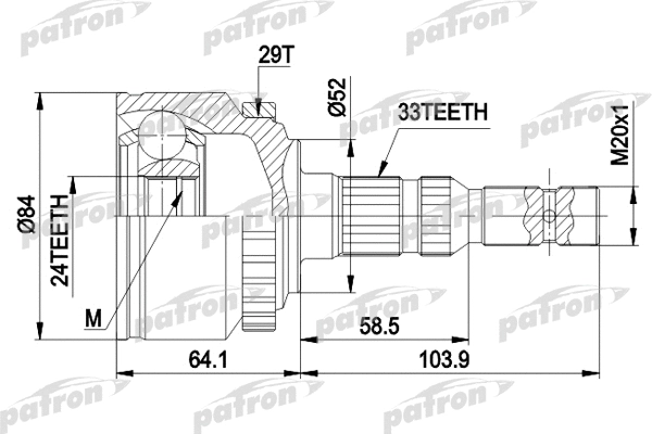Jeu de joints, arbre de transmission PATRON PCV1452