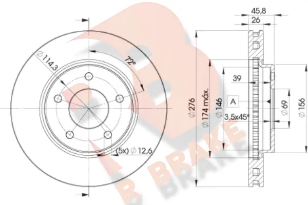 Disque de frein R BRAKE 78RBD25923