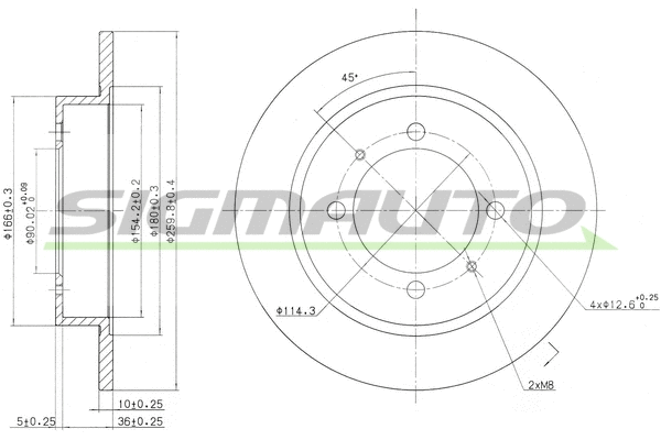 Disque de frein SIGMAUTO DBA886S