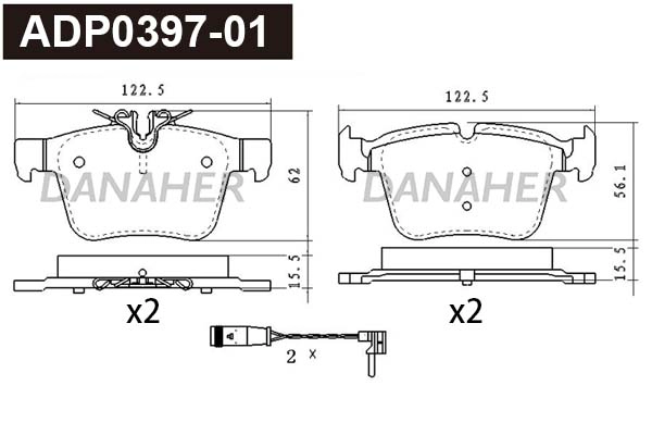 Kit de plaquettes de frein, frein à disque DANAHER ADP0397-01