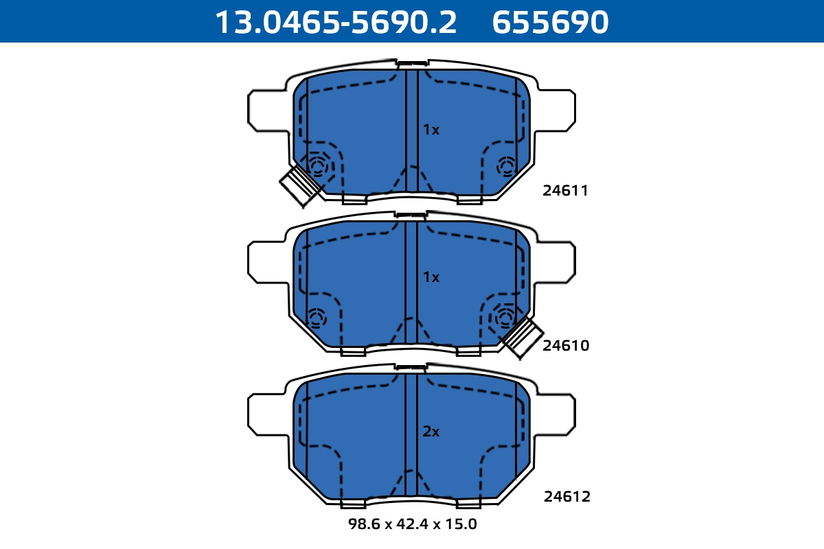 Kit de plaquettes de frein, frein à disque ATE-APAC 13.0465-5690.2