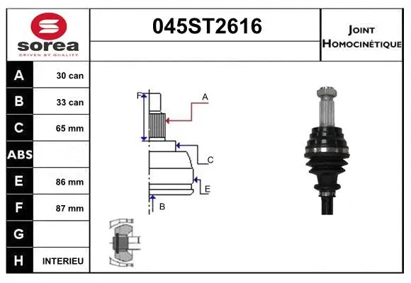 Jeu de joints, arbre de transmission STARTCAR 045ST2616