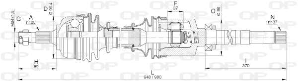 Arbre de transmission OPEN PARTS DRS6316.00