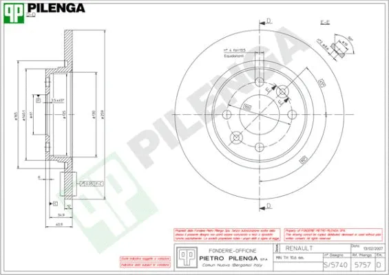 Disque de frein PILENGA 5757