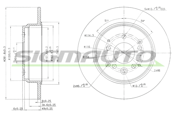 Disque de frein SIGMAUTO DBB933S