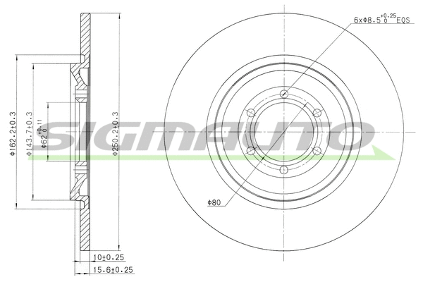 Disque de frein SIGMAUTO DBA090S