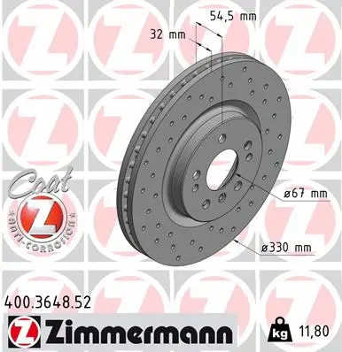 Disque de frein ZIMMERMANN 400.3648.52
