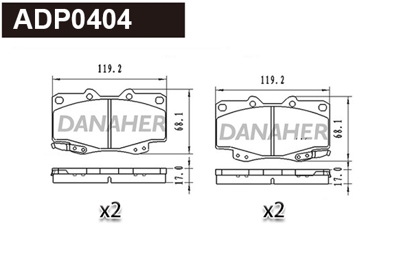 Kit de plaquettes de frein, frein à disque DANAHER ADP0404