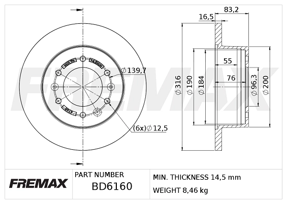 Disque de frein FREMAX BD-6160