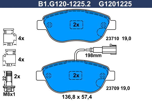 Kit de plaquettes de frein, frein à disque GALFER B1.G120-1225.2