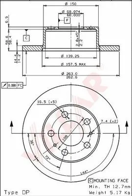 Disque de frein VILLAR 628.1628