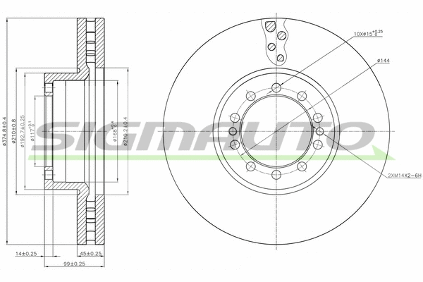 Disque de frein SIGMAUTO DB0257V