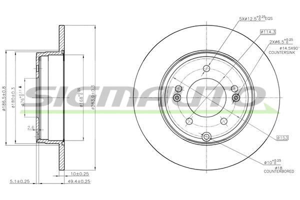 Disque de frein SIGMAUTO DBB787S