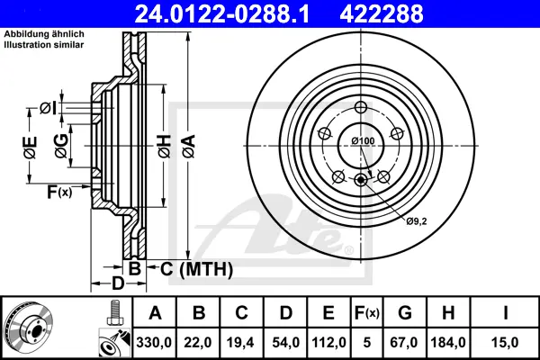 Disque de frein ATE-APAC 24.0122-0288.1