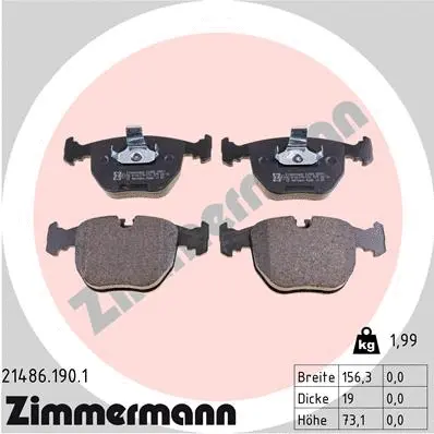 Kit de plaquettes de frein, frein à disque ZIMMERMANN 21486.190.1