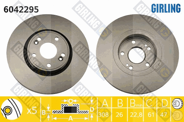 Disque de frein GIRLING 6042295
