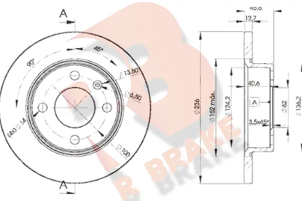 Disque de frein R BRAKE 78RBD24322