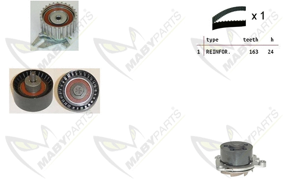 Pompe à eau + kit de courroie crantée MABYPARTS OBKWP0088